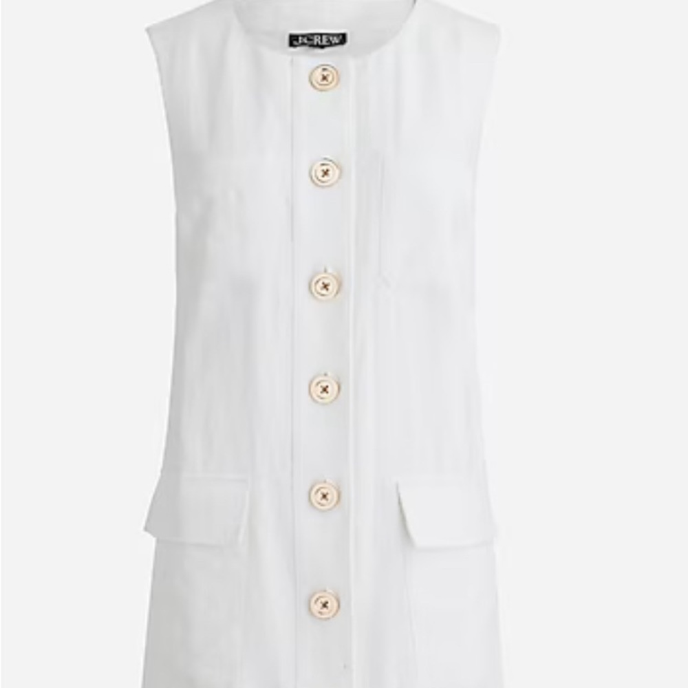 J. Crew Button-Front Shift Dress in Linen